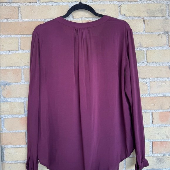 Velvet by Graham and Spencer Burgundy Relaxed Blouse with Long Sleeves - Picture 3 of 3